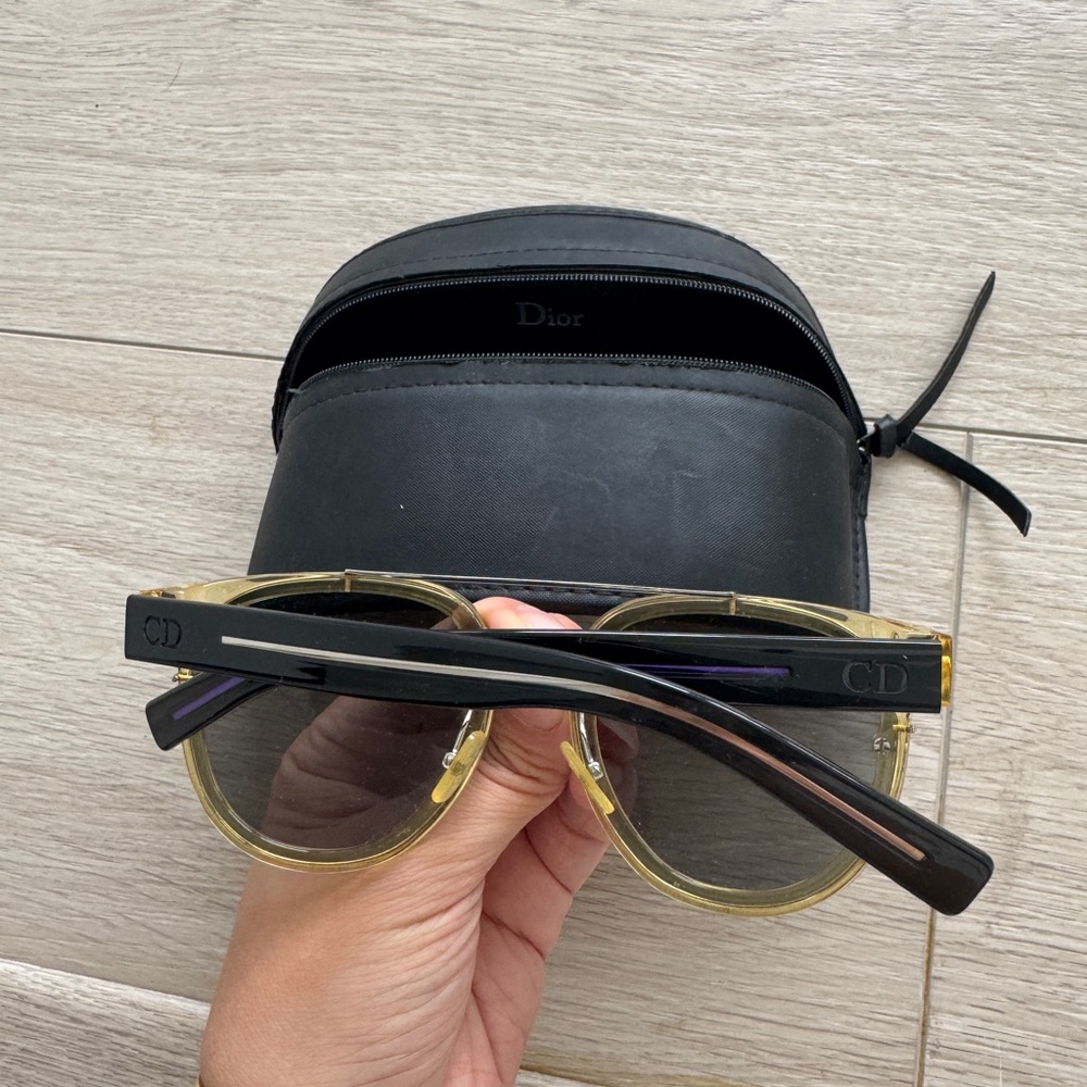 Dior Black and Yellow Men's Toiletry/Accessory Pouch with Sunglasses